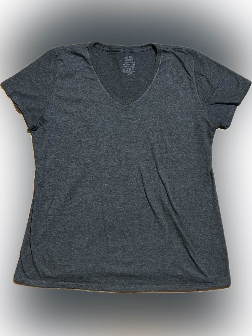 Fruit Of The Loom 2X Grey V-Neck T-Shirt